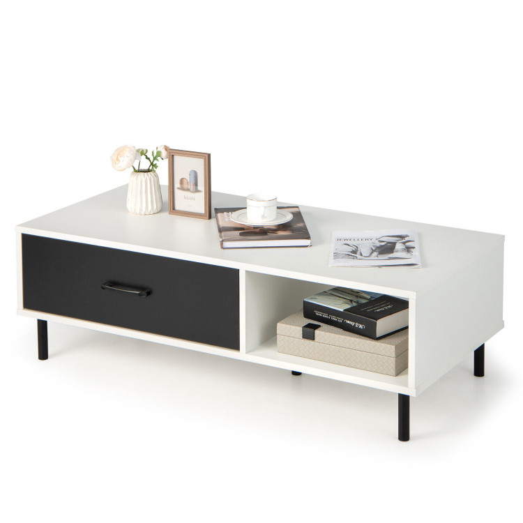 Modern 2-Tier Coffee Table Accent Cocktail Table with StorageCostway Gallery View 9 of 11